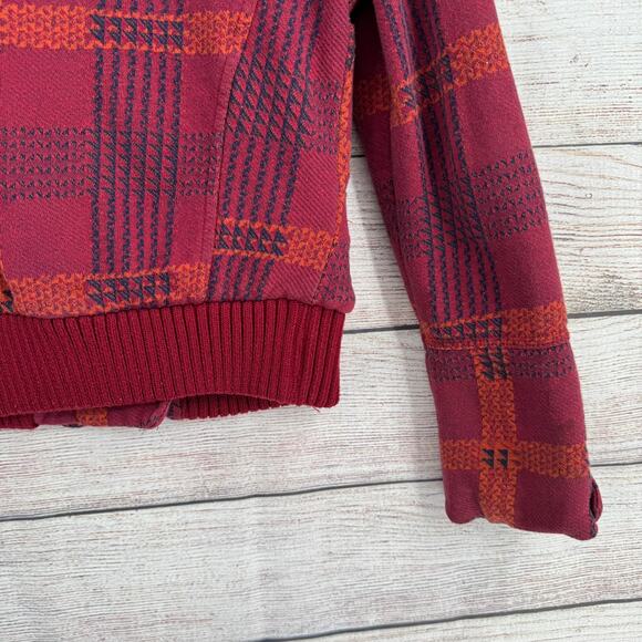 Hurley Quilt Lined Geometric Print Hooded Jacket Womens Small Red Orange Black - Picture 8 of 13